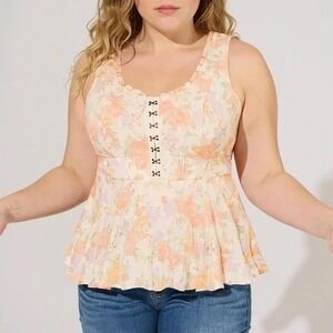NWT Torrid Babydoll Challis Corset‎ Top Floral Sleeveless Blouse Size 14/16